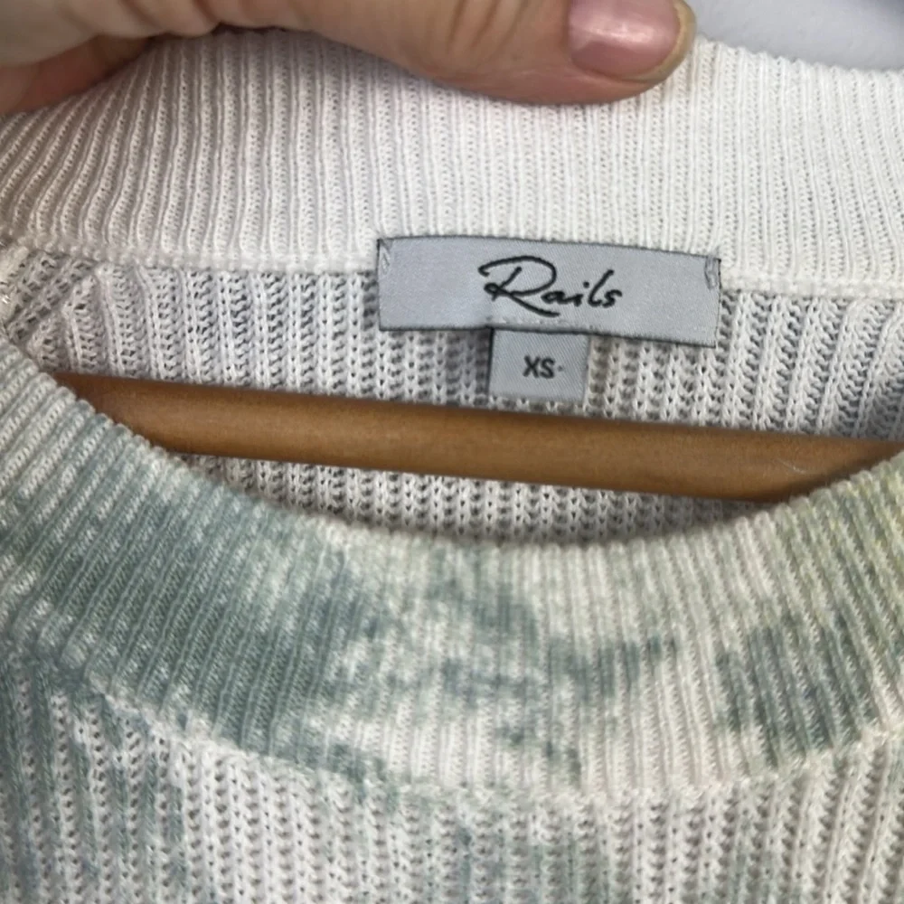 Rails Venus Cashmere Cotton Ribbed Sweater in Rainbow Tie Dye Long Sleeve Top XS - Picture 14 of 16